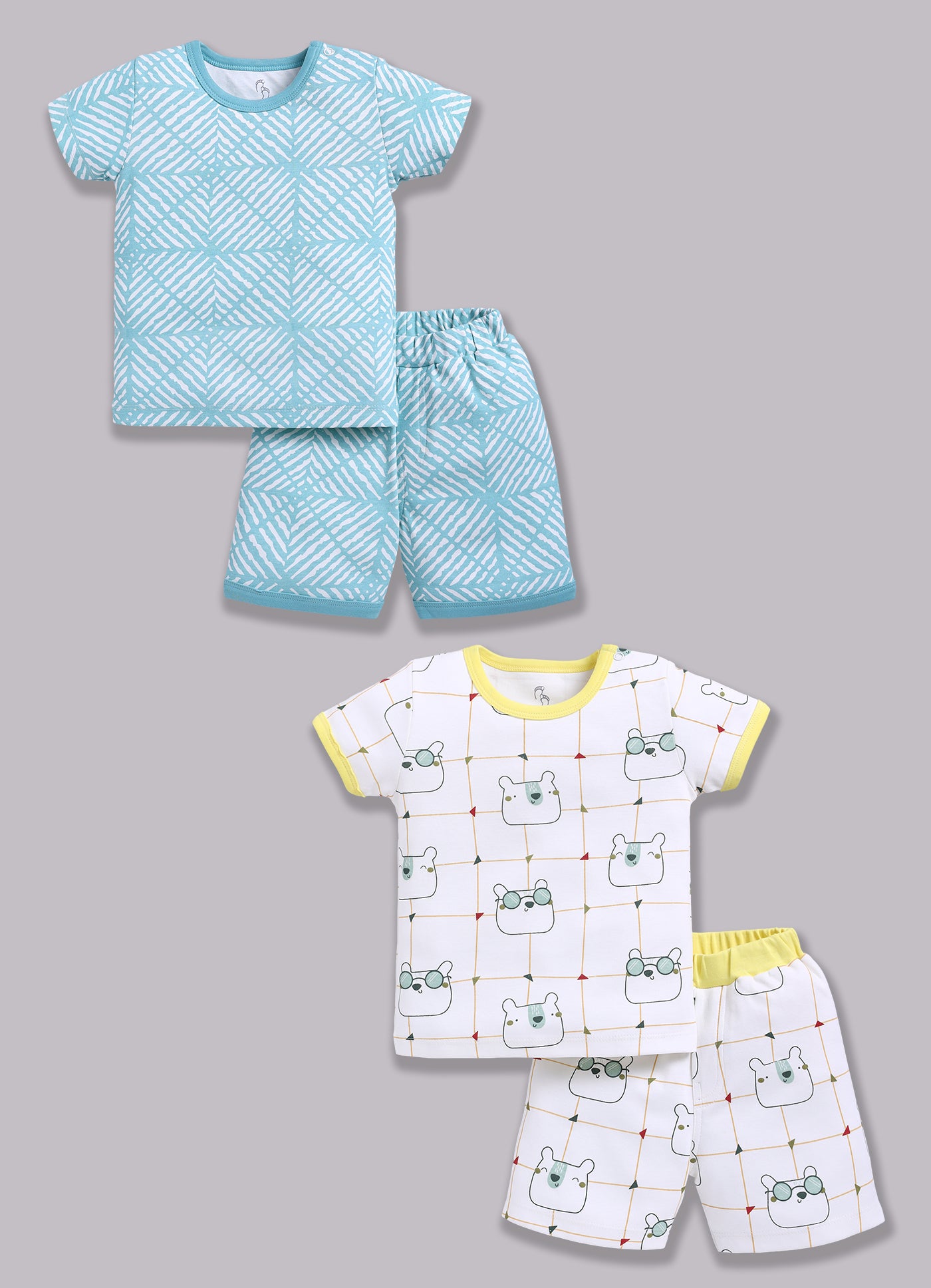 Half Sleeve Top & Bottom for Boys - Sea Green & Green