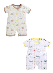 Half Sleeve Romper for Boys - Beige & Green