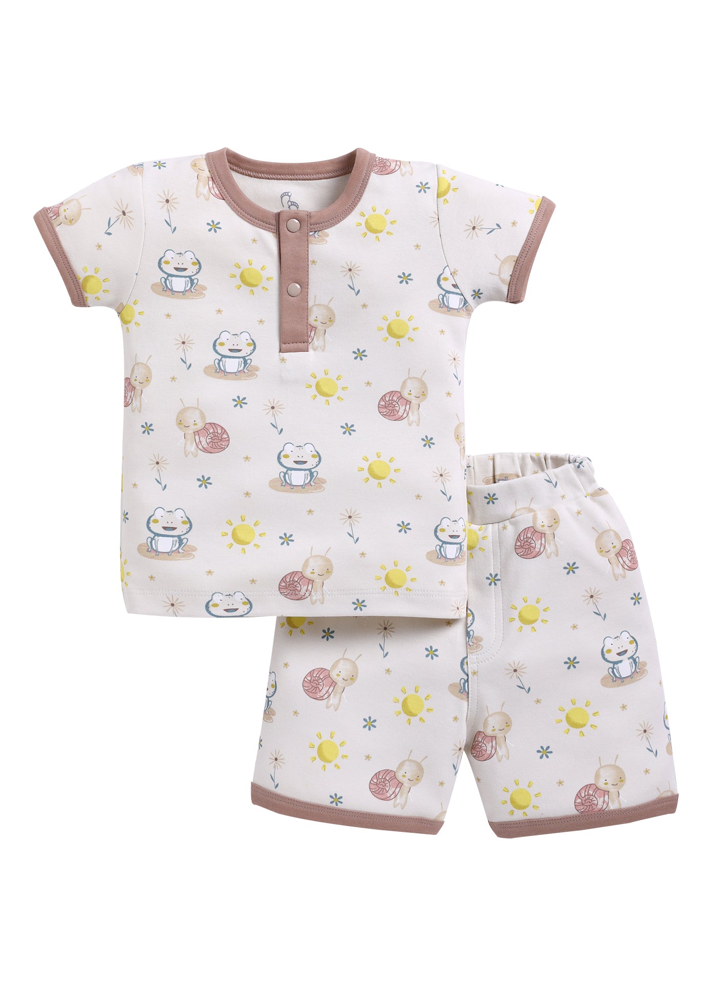 Half Sleeve Top & Bottom for Boys - Beige