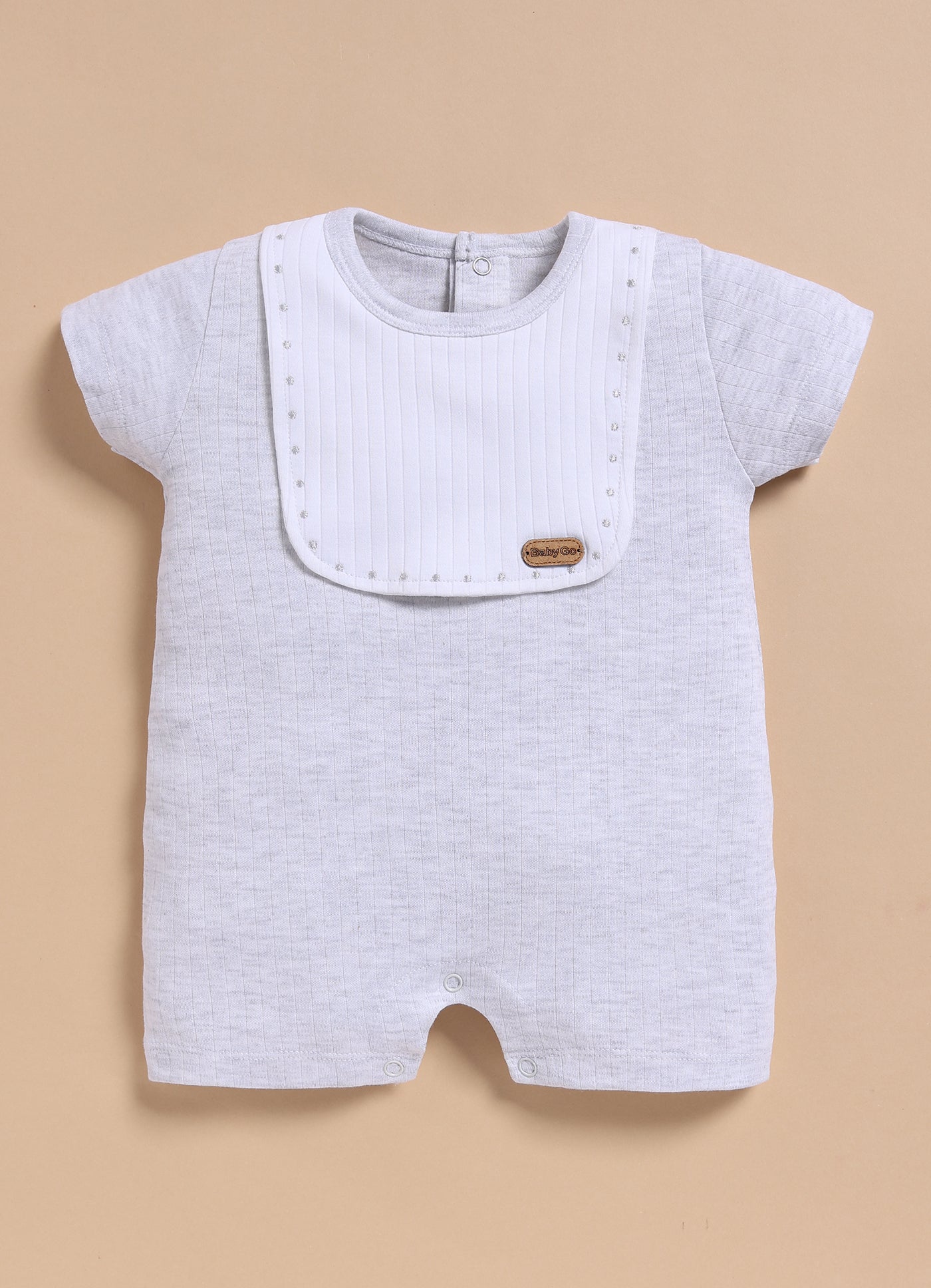 Half-Sleeve Romper for Boys – White Bib Style