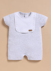 Half-Sleeve Romper for Boys – White Bib Style