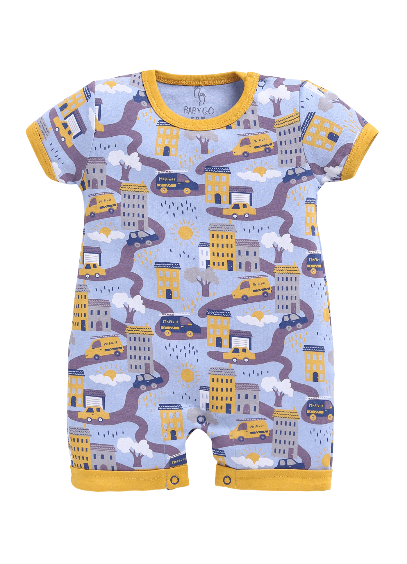 Half Sleeve Romper for Boys - Yellow