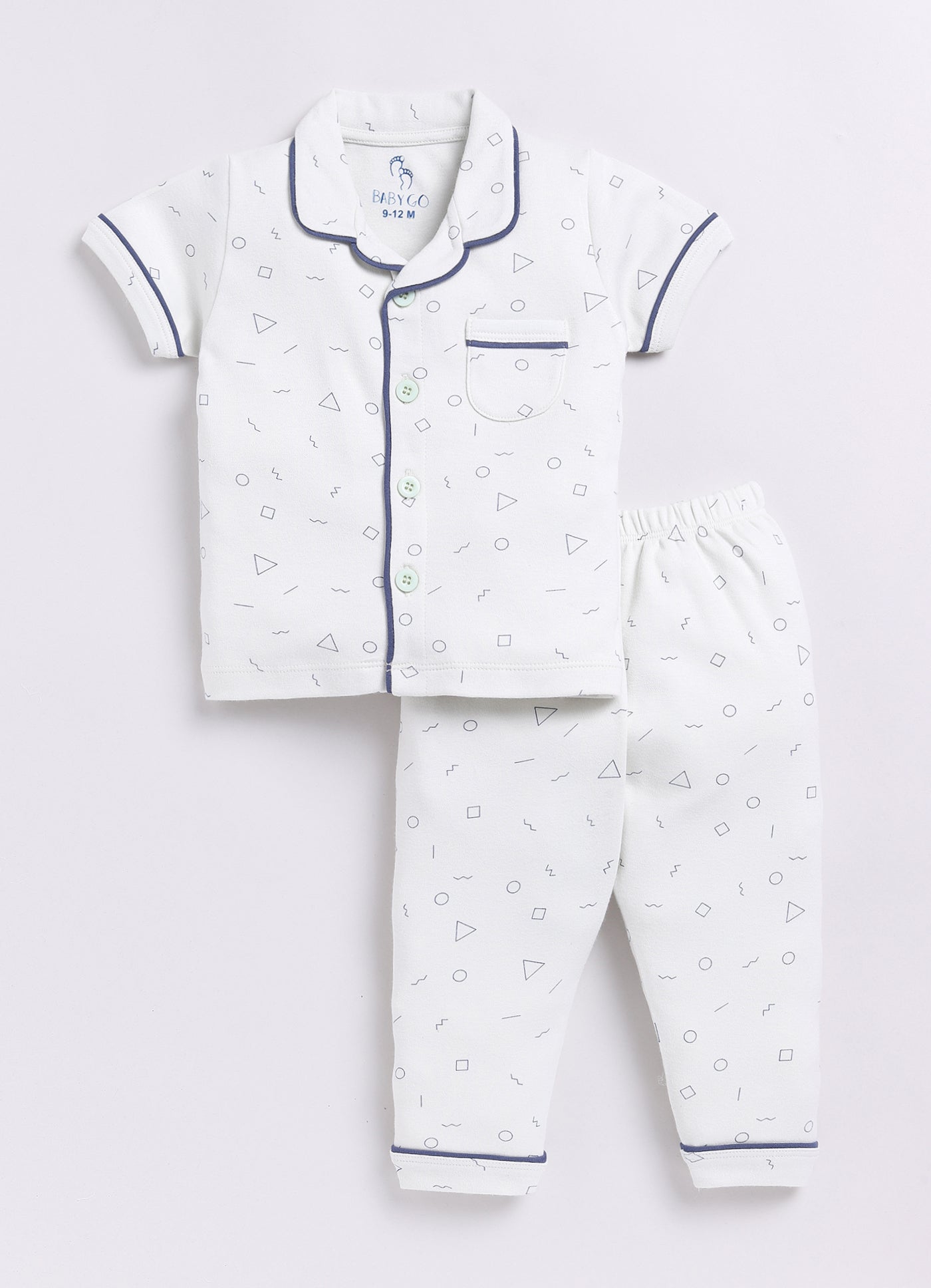 Baby Boy Printed Half Sleeves Night Suit-SKY BLUE