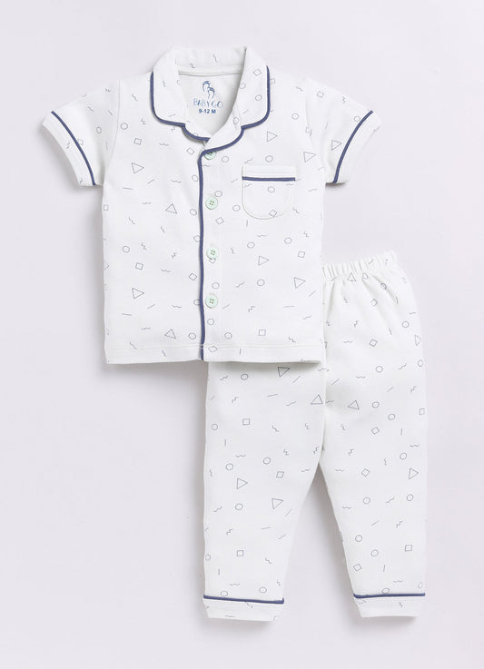 Baby Boy Printed Half Sleeves Night Suit-SKY BLUE