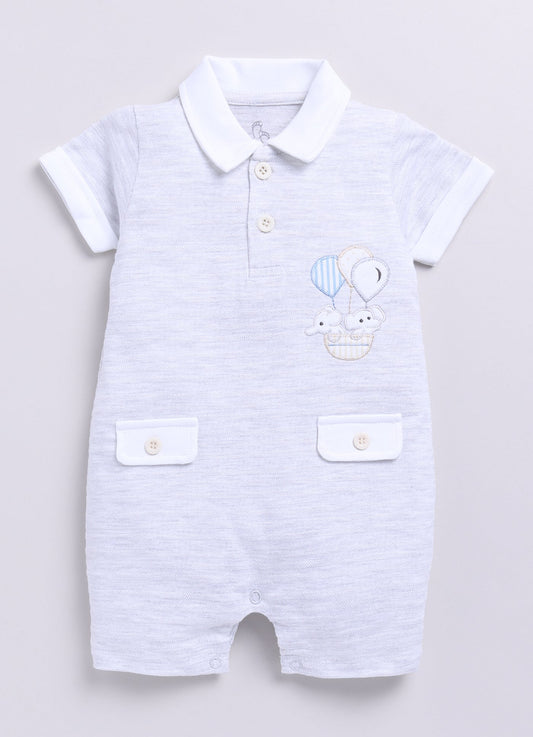 Baby Boy Summer Bear Balloon Romper - Melange
