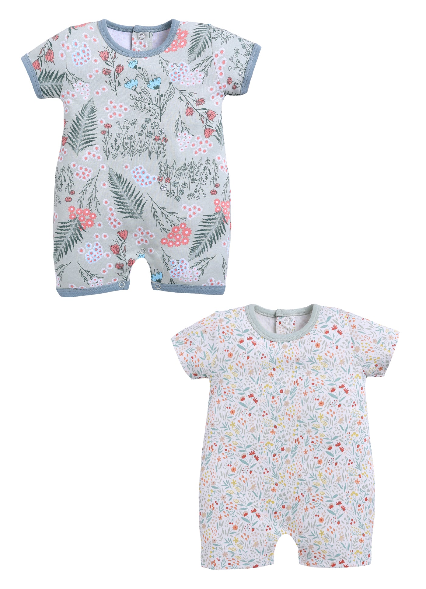Half Sleeve Romper for Girls - Mint & Sage