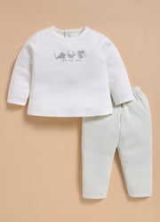 Full-Sleeve Top & Bottom For Girls - Mint Green Little & Loved