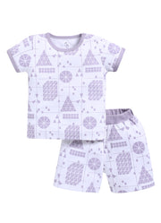 Half Sleeve Top & Bottom for Boys - Off-White