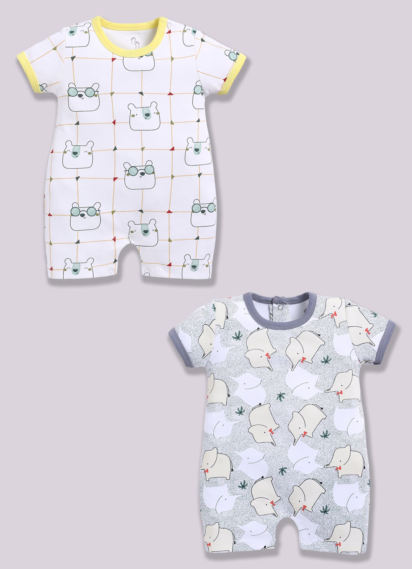 Half Sleeve Romper for Boys - Light Green & Green