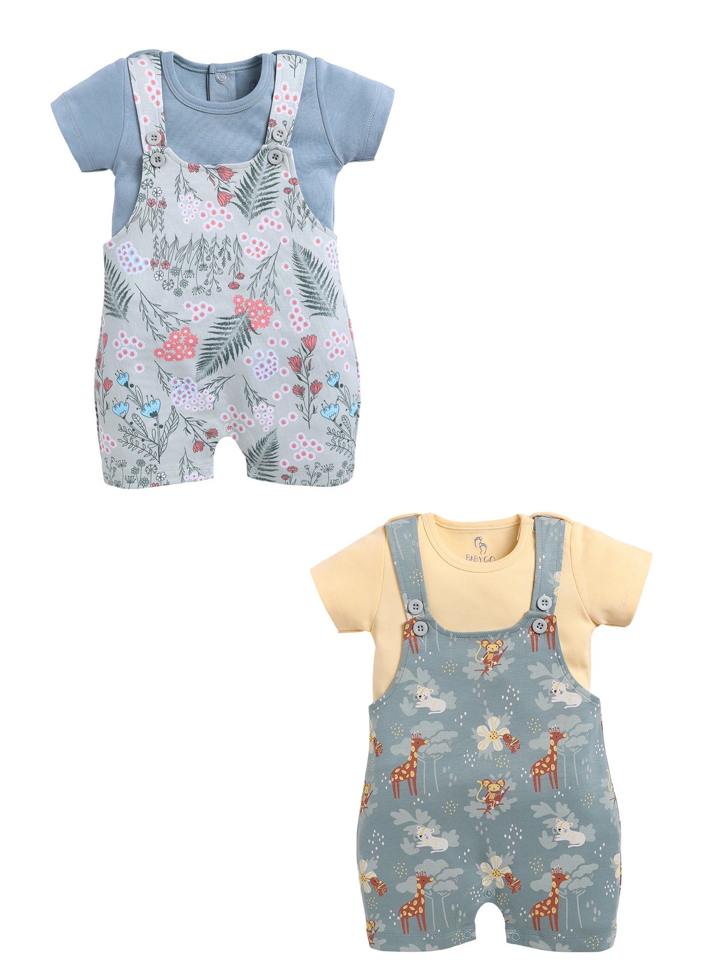 Half Sleeve Dungaree for Girls - Sage & Olive