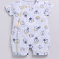 Hedgehog Happiness Baby Boy Summer Romper, Soft Cotton & Cute Print-GREY