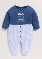 Full Sleeve Romper for Boys – Classic Blue Around the World