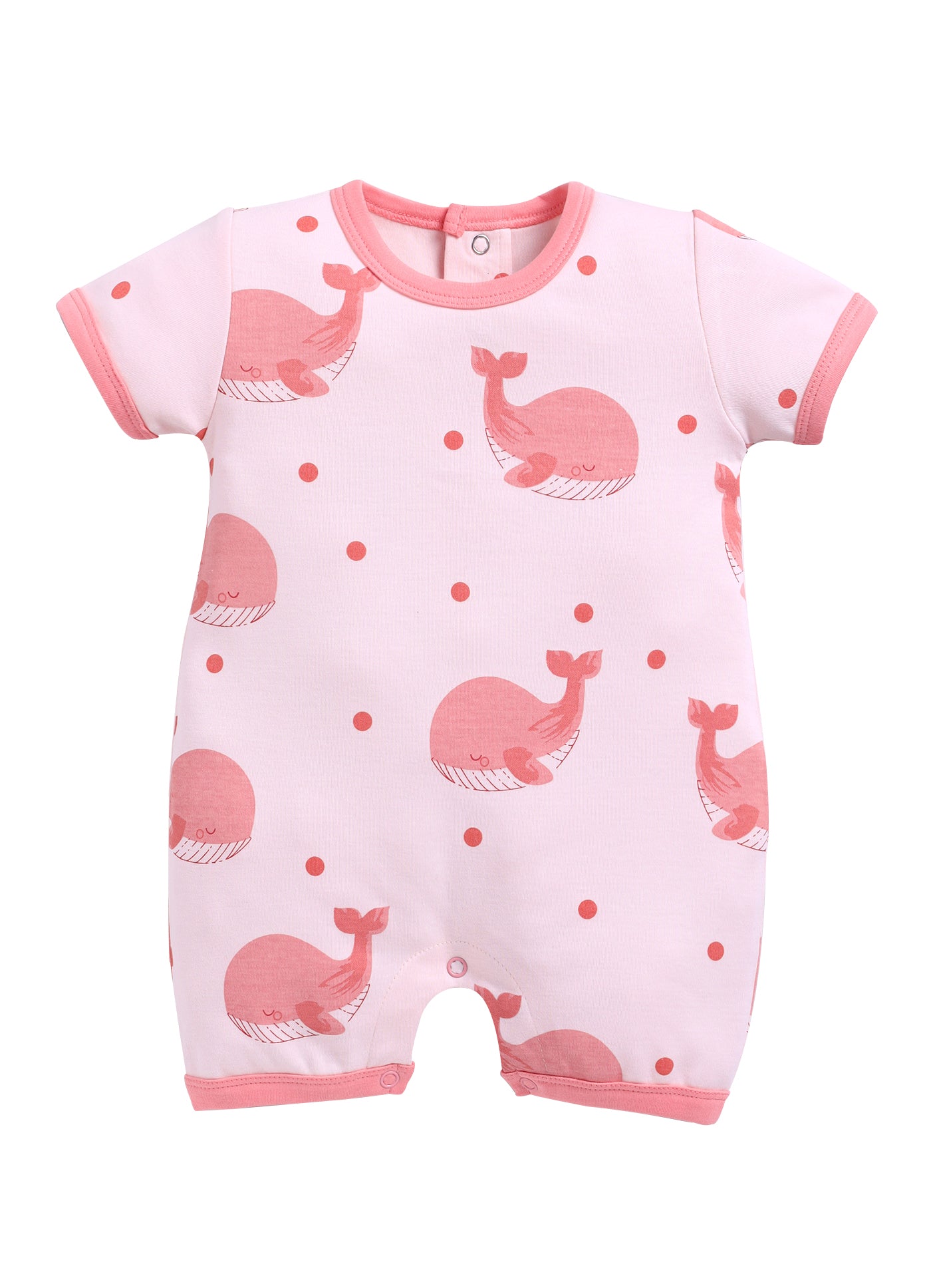 Half Sleeve Romper for Girls - Salmon