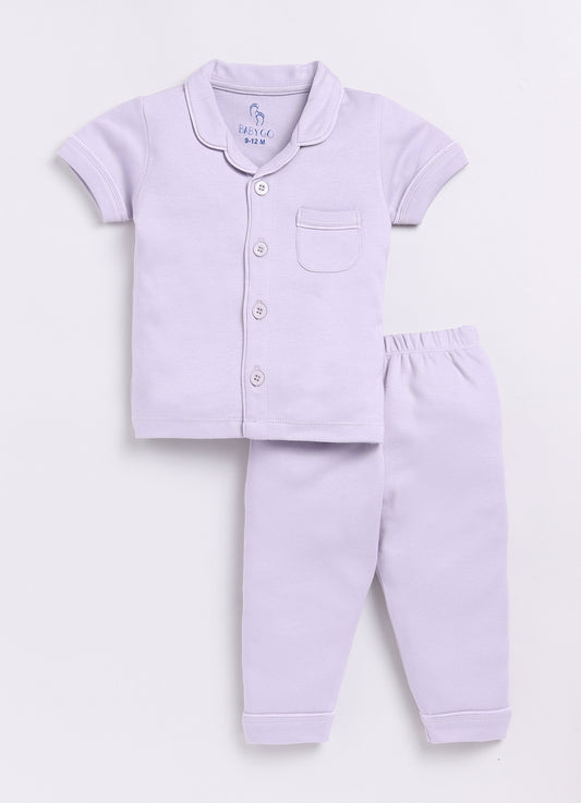 Solid Color Half Sleeves Baby Boy Night Suit-LAVENDER