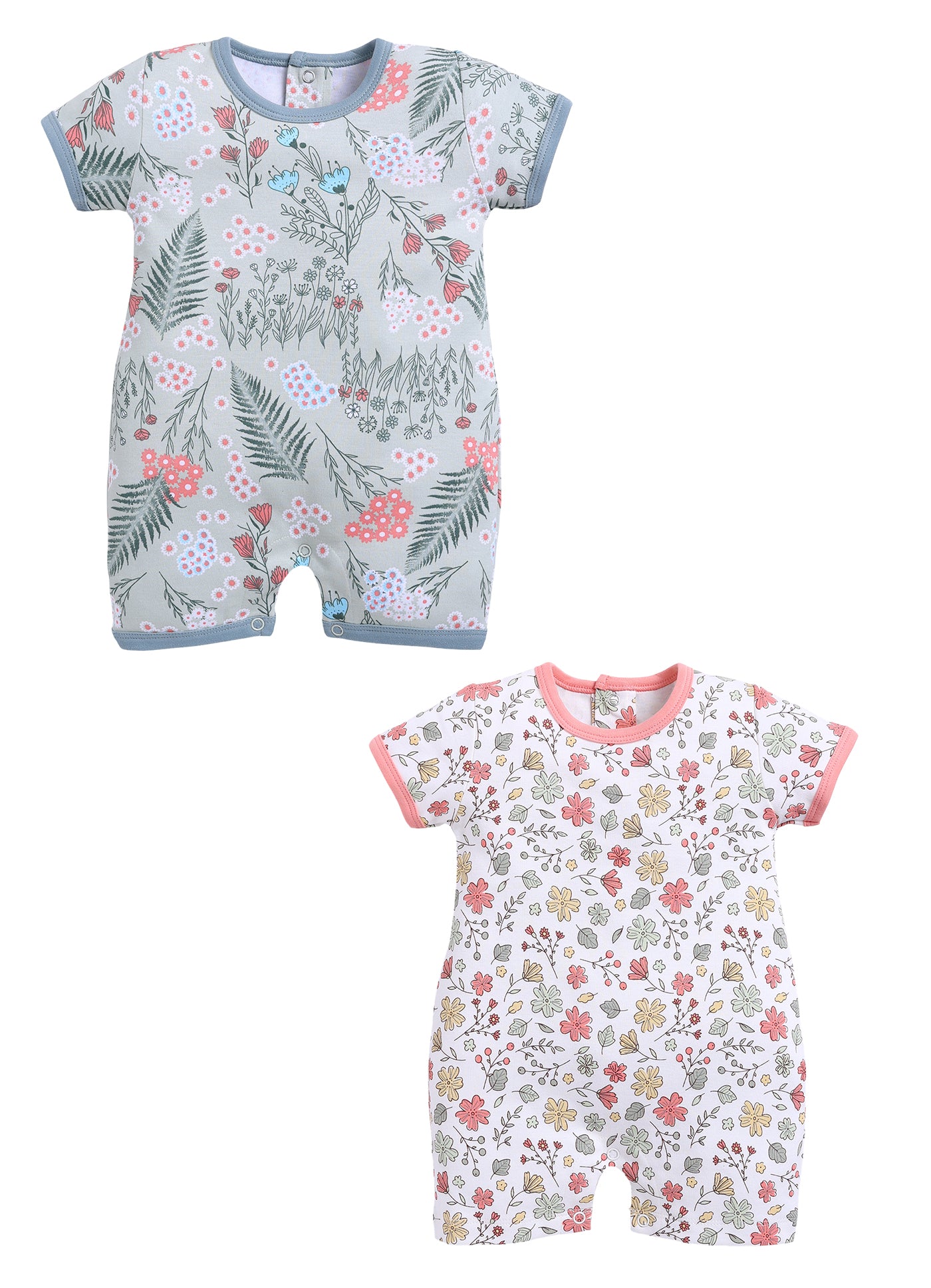 Half Sleeve Romper for Girls - Teal & Sage