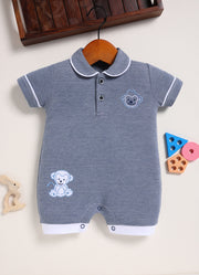 Half-Sleeve Romper for Boys – Navy Baby Chimp