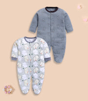 Full Sleeve Romper - Slate Grey & Light Green