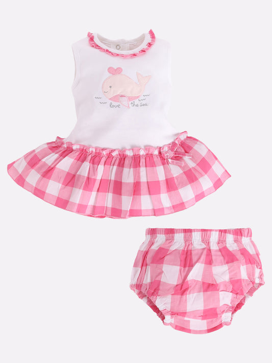 Baby girl Knee Length Dress-PINK