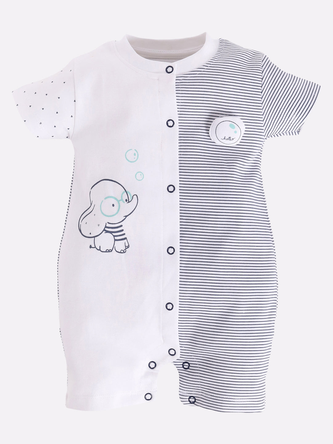Half Sleeves Round neck Romper for Baby Boys 100% Pure Cotton-GREY