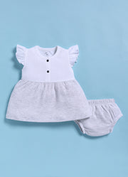 Frock – White Melange Flutter Sleeve