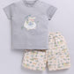 Baby Boy Happy Crocodile Printed Half T Shirt & Short Playdate Outfit-Beige