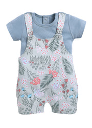 Half Sleeve Dungaree for Girls - Sage