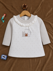 Frock – Ivory White Bunny Family Oatmeal