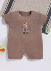Half-Sleeve Romper for Boys – Brown Fun Family
