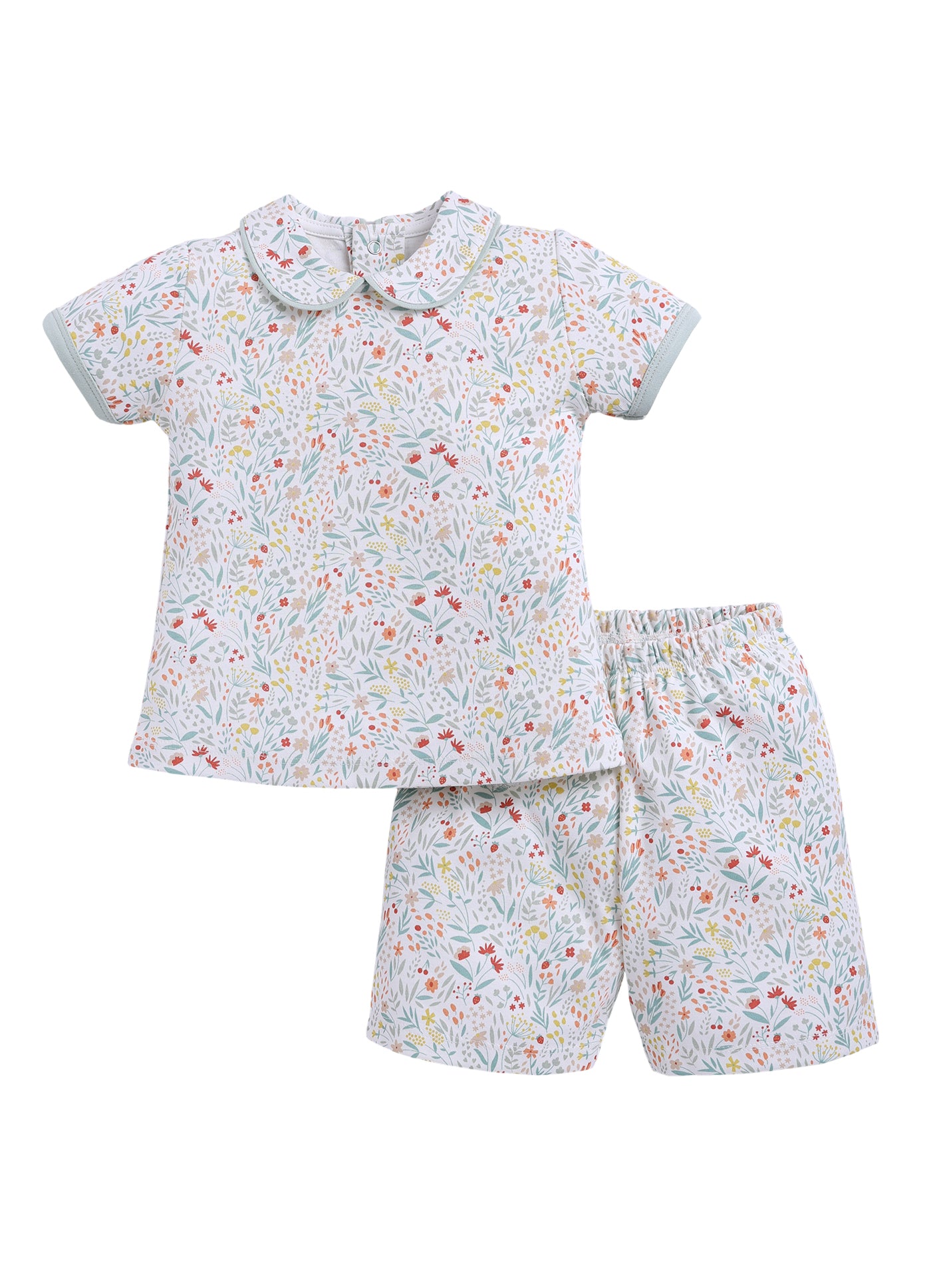 Half Sleeve Top & Bottom for Girls - Mint