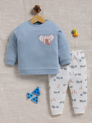 Top & Bottom for Boys - Baby Blue Safari Elephant