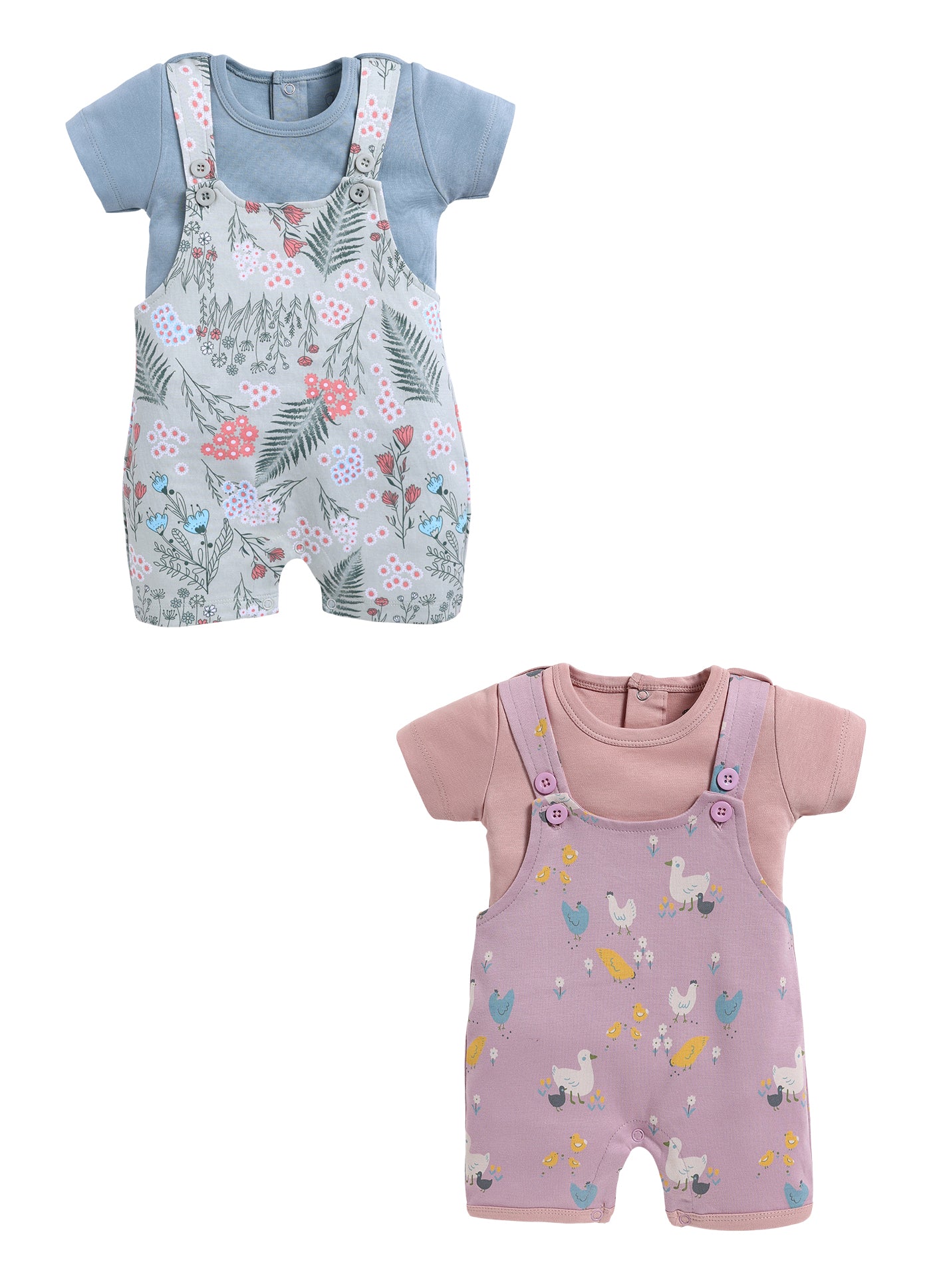 Half Sleeve Dungaree for Girls - Stone & Sage