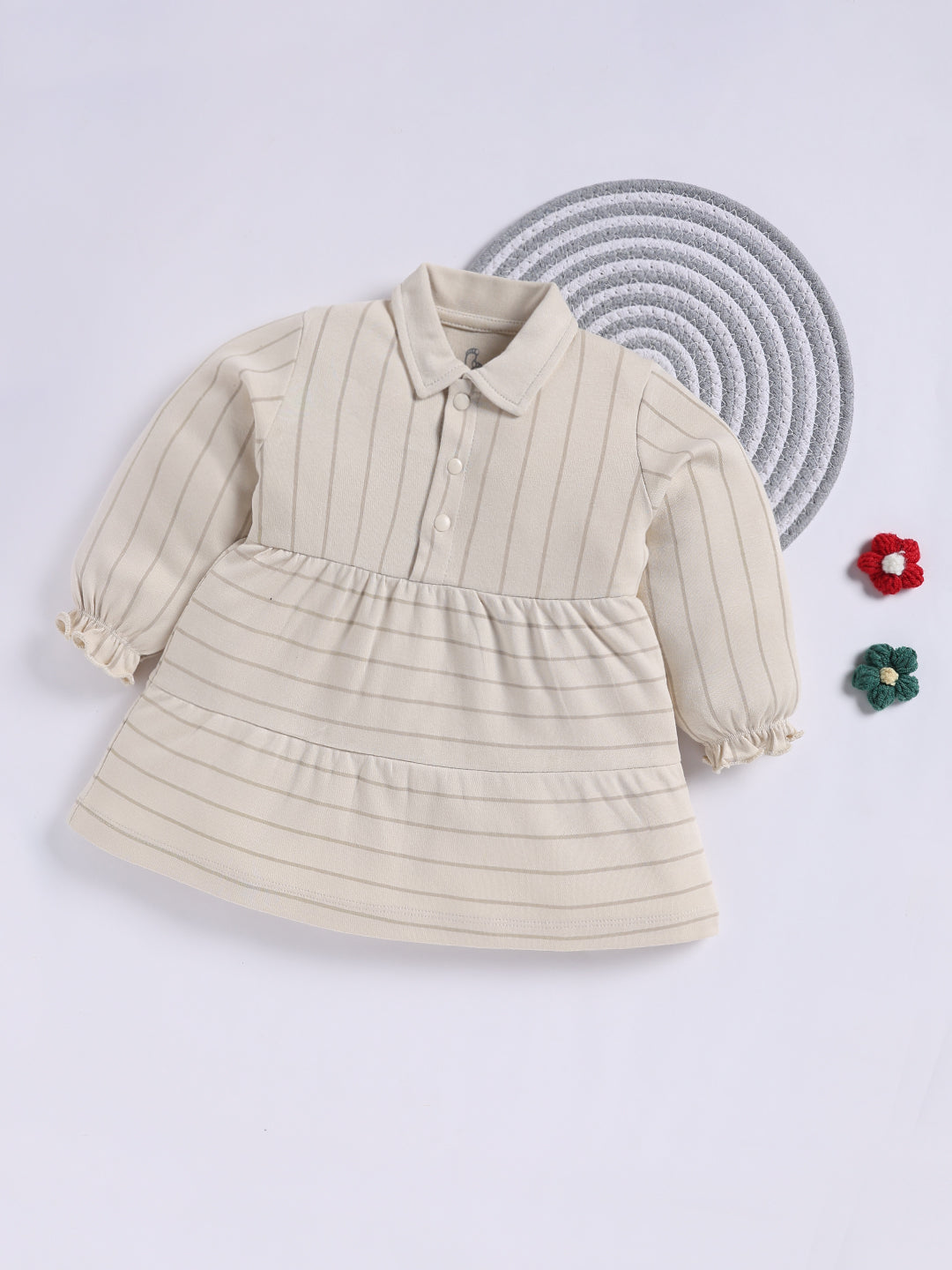 Frock – Ivory Striped Collared