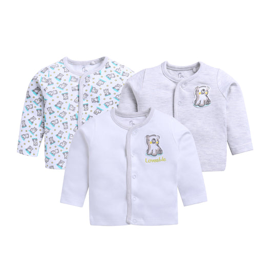 Baby Boys & Baby Girls Printed Pure Cotton T Shirt  (White, Pack of 3)