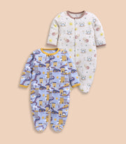 Full Sleeve Romper for Boys - Yellow & Beige