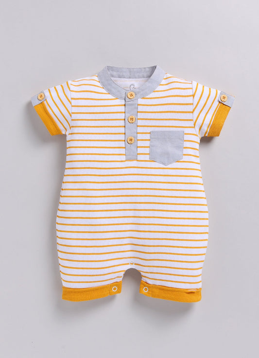 Baby Boy Striped Summer Romper - Yellow