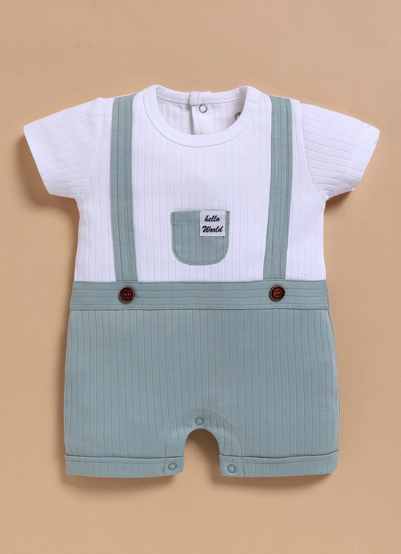 Half-Sleeve Romper for Boys – White Melange Hello World