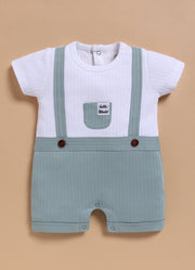 Half-Sleeve Romper for Boys – White Melange Hello World