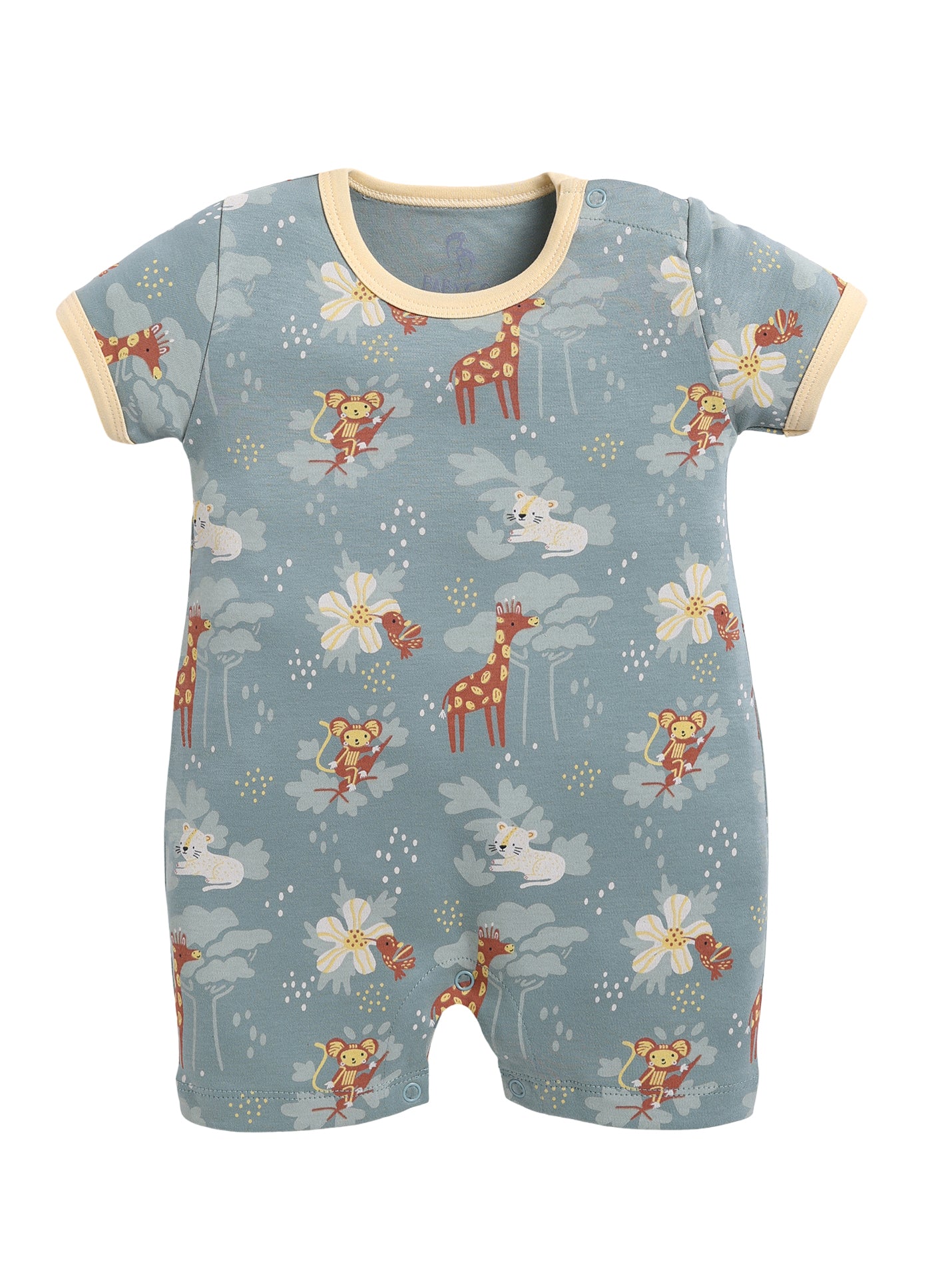 Half Sleeve Romper for Girls - Olive