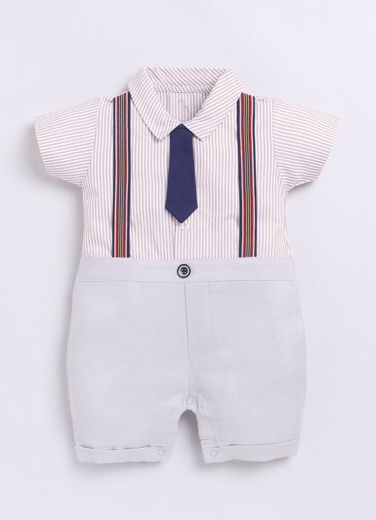 Cute Formal Baby Boy Half Sleeves Romper-GREY