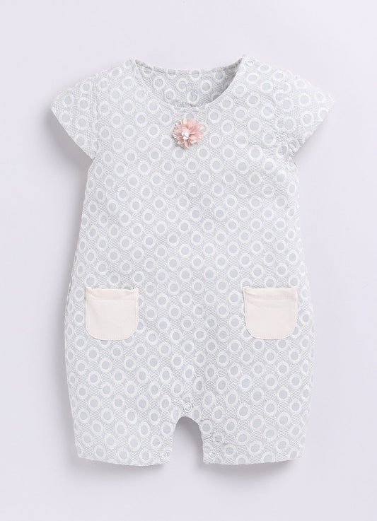 Cute Baby Girl Romper With Flower-PISTA GREEN