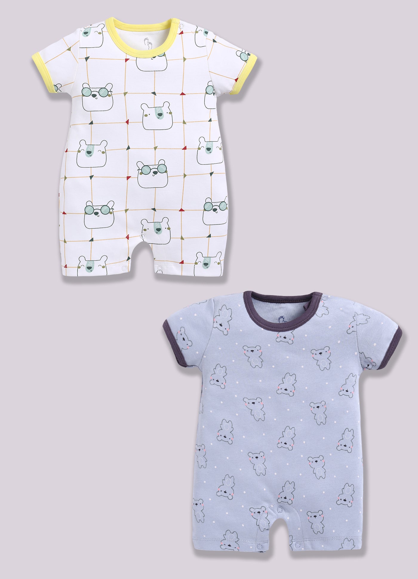 Half Sleeve Romper for Boys - Slate Grey & Green
