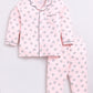 Bear Printed Baby Girl Night Suit-Peach