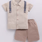 Baby Boy Collar Half T Shirt & Shorts Set-Beige