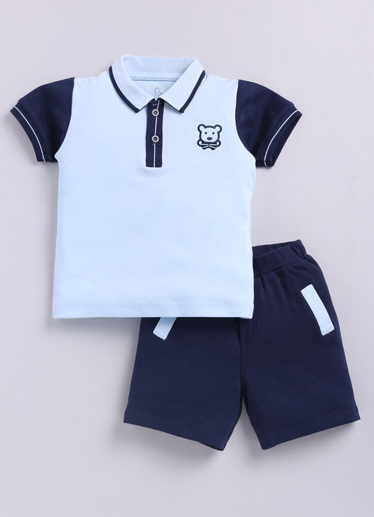 T-shirt and Shorts Set for Baby Boys 100% pure cotton-NAVY
