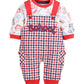 Full Sleeve Casual Cotton Dungaree Dress for Baby Boys RED