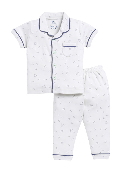Baby Boy Printed Half Sleeves Night Suit-SKY BLUE