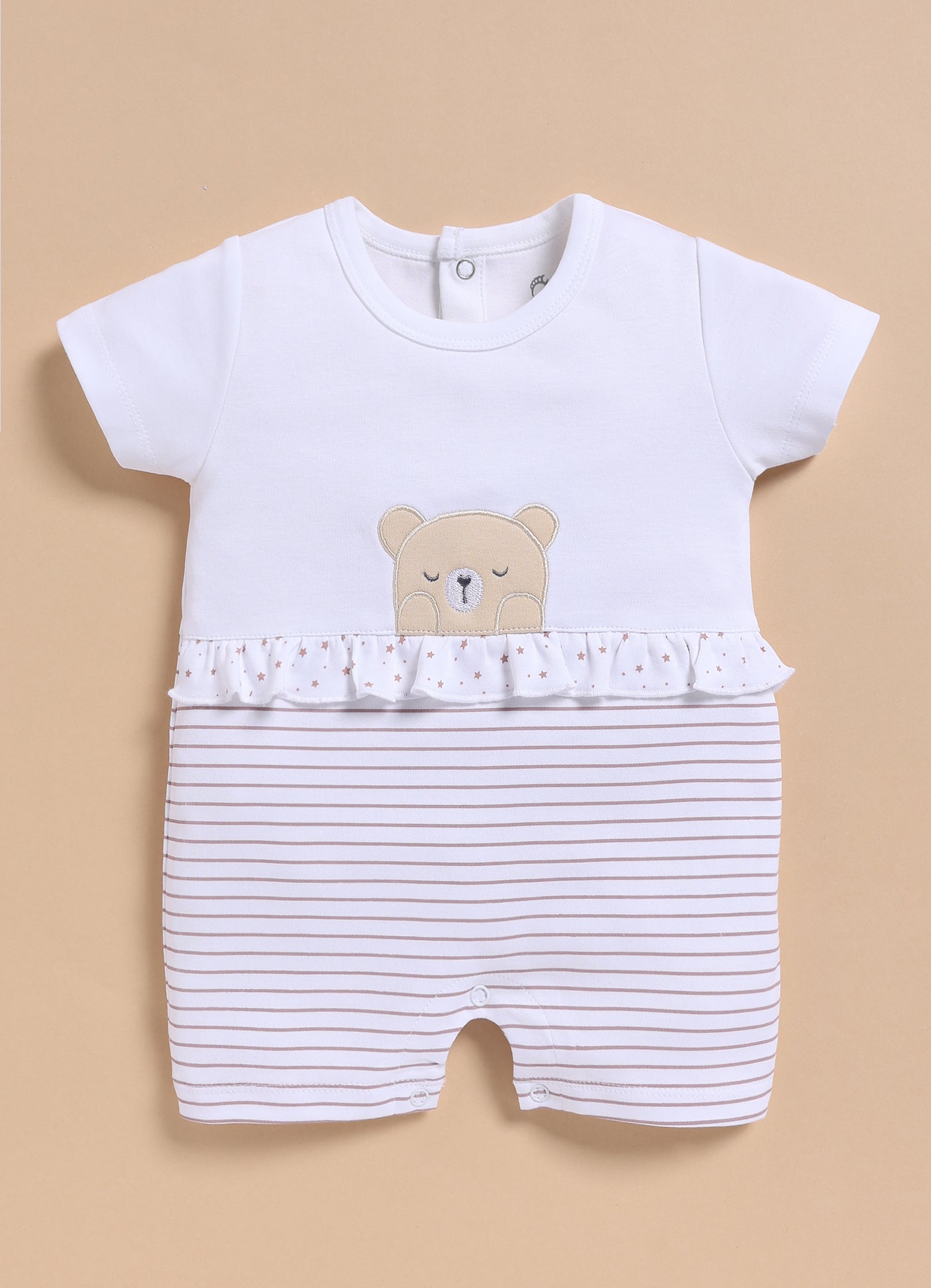 Half-Sleeve Romper for Girls – Brown Sleeping Cub
