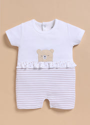 Half-Sleeve Romper for Girls – Brown Sleeping Cub