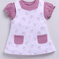 Baby Girl Floral Print Pinafore Dress with Layered Top-PURPLE