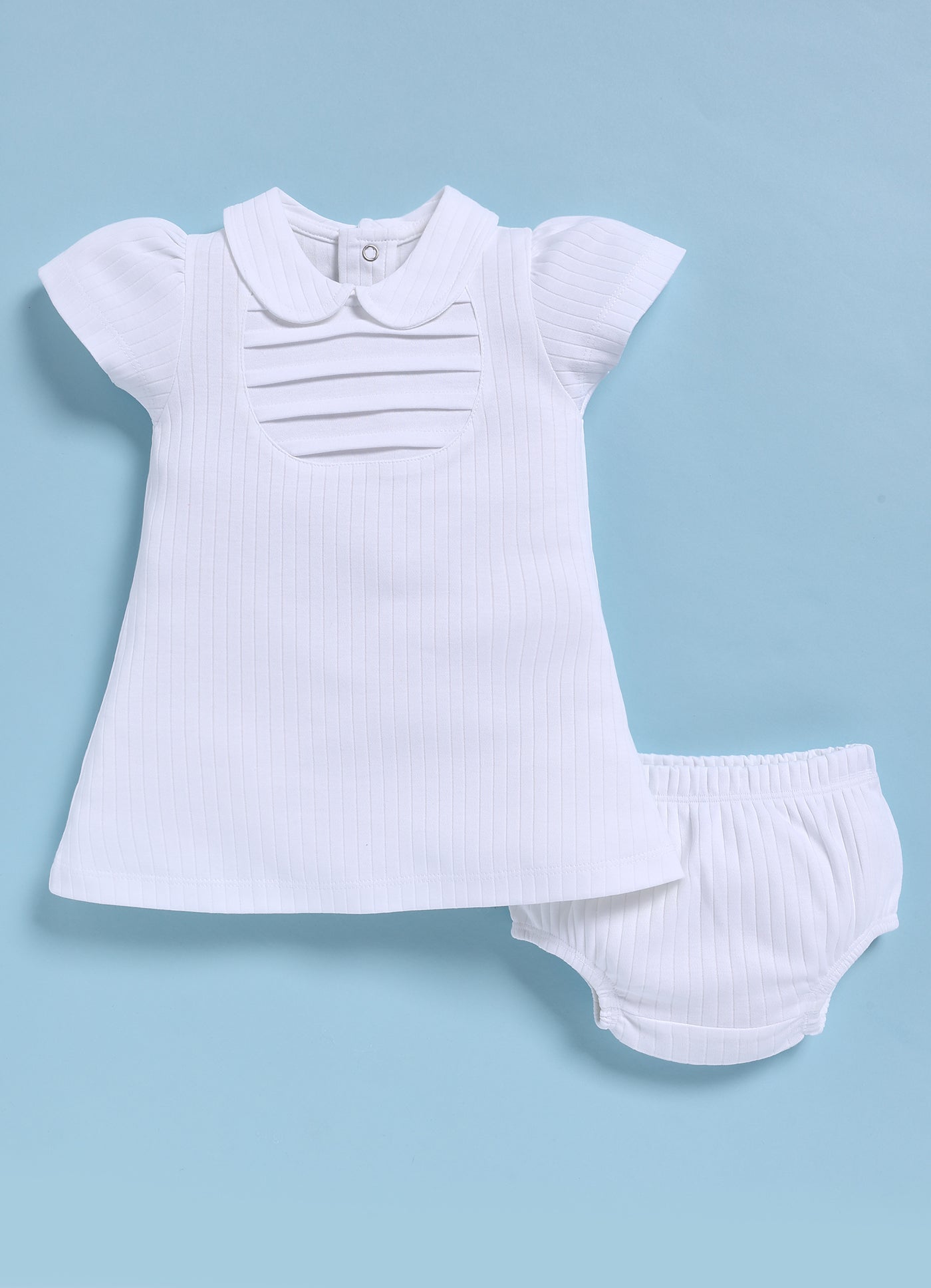 Frock – White Ribbed Classic